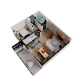 Plano de departamento de 1 dormitorio