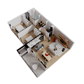 Plano de departamento de 2 dormitorios
